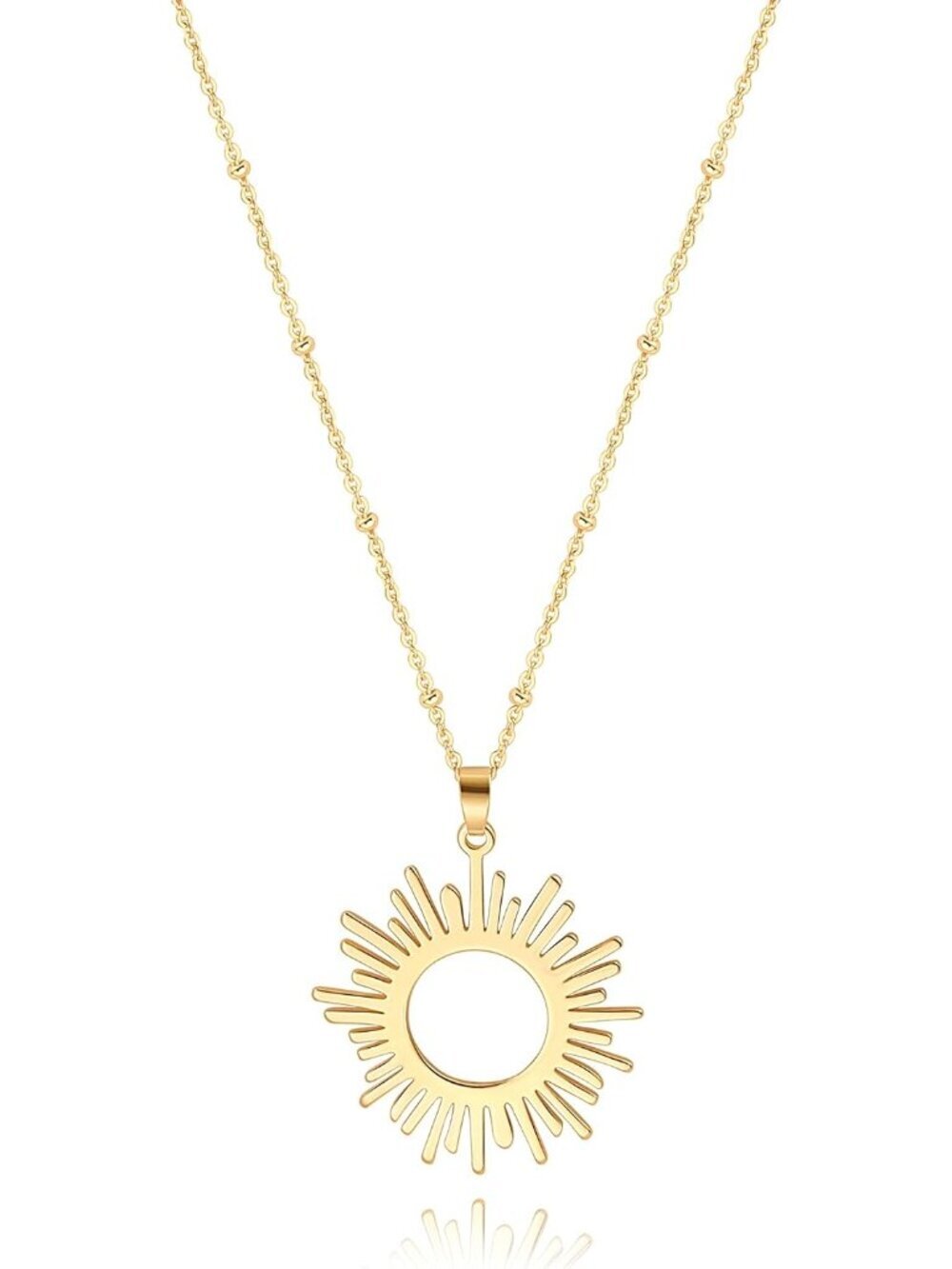 Women's Sun 18 K Gold Internally Plate Dainty Compass Chain Necklaces